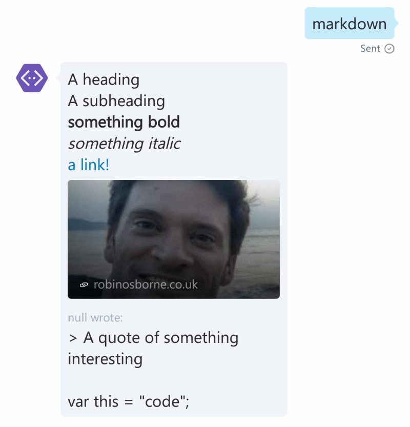 markdown response in Skype android app